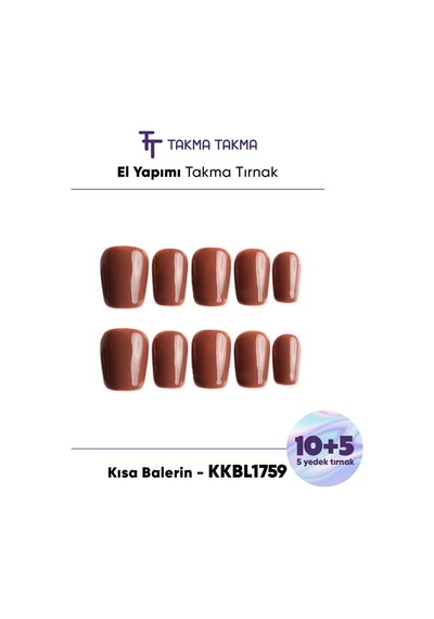 Kkbl1759 Kısa Balerin 15'li Tekrar Kullanılabilir El Yapımı Protez Takma Tırnak Xs