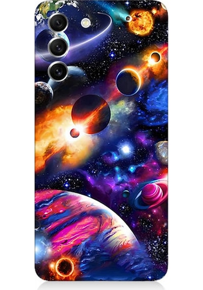 Samsung Galaxy S21 Fe Uyumlu Silikon Kılıf Uzayda Gezegenler Ve Galaksiler