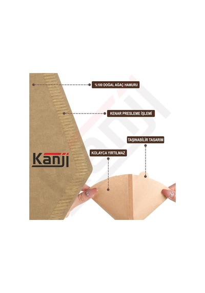 Kahve Filtre Kağıdı 80'li Ebat : 1x2 No : 2 Coffee Filter Paper Kahverengi. Ağartılmamış. Doğal Kağıt Al Diğer