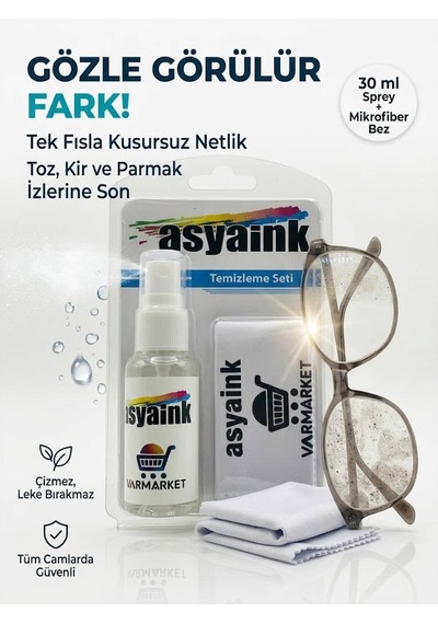 Asyaink Gözlük Temizleme Seti 30 Ml Sprey Ve Mikrofiber Bez