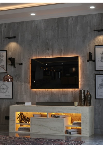 Resital Ledli Tv Ünitesi L1504-8 Traverten Traverten