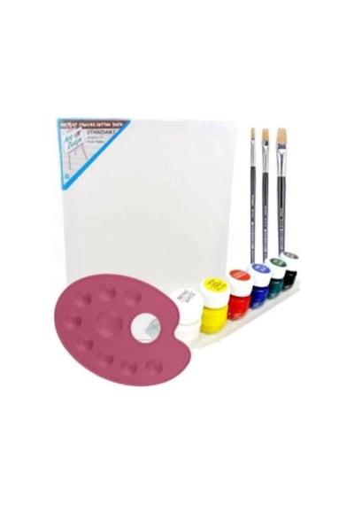 35x50 Cm Resim Tuvali Boyama Başlangıç Seti - Akrilik Boya Fırça Palet Tuval Set Tv.s 070 Çok Renkli