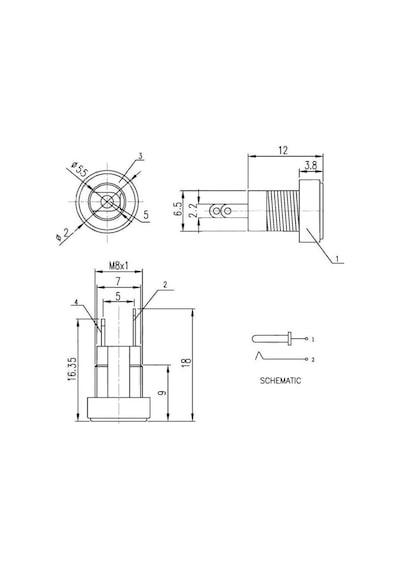 5.5mm X 2.1mm Dc Güç Soketi Plastik Panel Montaj Tip
