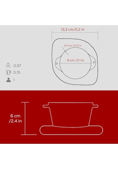 Lava Döküm Yuvarlak Sufle / Sos Kabı Ve Ahşap Altlığı. Çap Ø 8cm.-bordo Bordo - Siyah