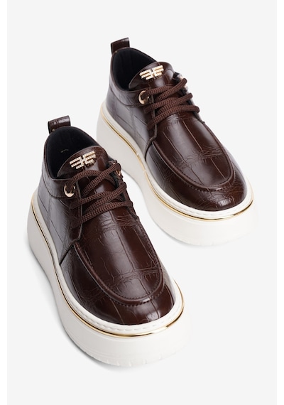 Mubiano Kadın Kroko Sneaker Bağcıklı Altın Şerit Detaylı Zuri Kahverengi Kahverengi Krokodil Mubiano Kadın Kroko Sneaker Bağcıklı Altın Şerit Detaylı Zuri Kahverengi Kahverengi Krokodil