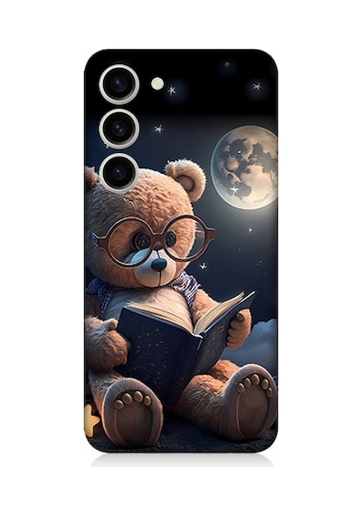 Samsung Galaxy S23 Uyumlu Silikon Kılıf Kitap Okuyan Sevimli Ayı Tedy