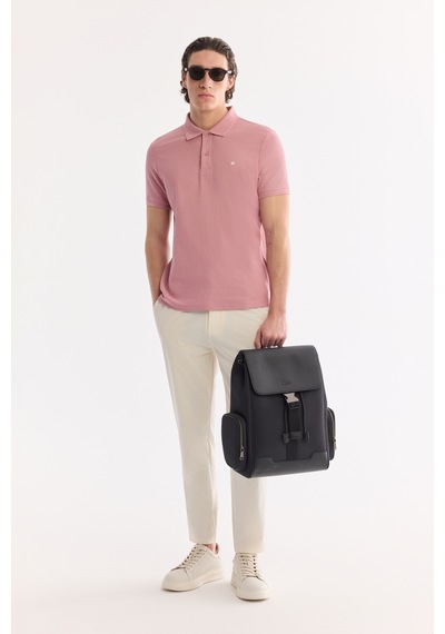 Avva Erkek Gül Kurusu Kıvrılmaz Polo Yaka %100 Pamuk Basic Regular Fit T-shirt B001032 Gülkurusu