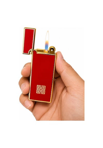 Premium Metal Gazlı Çakmak Gold Klasik Tasarım Kırmızı