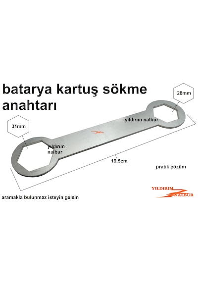 Batarya Kartuş Sökme Takma Anahtarı 28x31 Banyo Evye Lavabo Bataryaları Gri