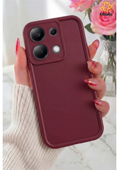 Fibaks Redmi Note 13 Pro 5G Uyumlu Kılıf Kamera Korumalı Yumuşak Dokulu Darbe Emici Bordo Silikon Kapak