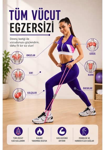 Orta Seviye 1 Adet Bacak Kalça Squat Fitness Egzersiz Direnç Lastik Pilates Bandı Plates Lastiği Çok Renkli