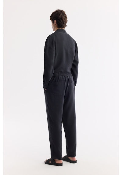 Avva Erkek Siyah Beli Lastikli Bağcıklı Soft Touch Relaxed Fit Pantolon A51y3031