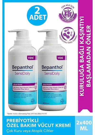 Bepanthol Sensidaily Pompalı Vücut Kremi 400 Ml 2 Adet