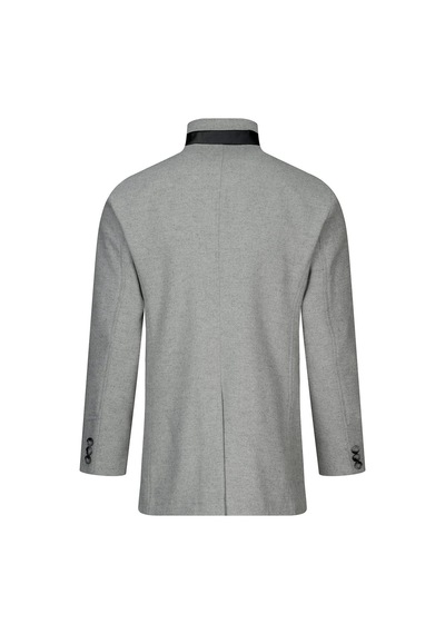 Hatemoğlu Gri Slim Fit Hakim Yaka Yünlü Kaşe Palto 2982372 Gri
