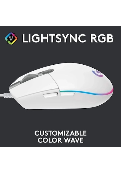 Logitech G203 Kablolu Gaming Mouse + Pad Beyaz Mouse Diğer