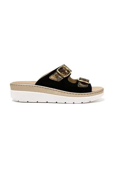 Sandalet Kadın 5619 Green Life Stretch Women's Footwear Black Siyah