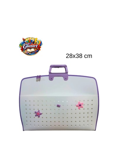 Fermuarlı 25x35 Resim Çantası, Proje Çantası Delikli Model Su Geçirmez 28x38 Cm Morlu Beyaz