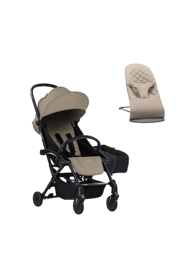Babybjörn Bliss Ana Kucağı Woven Sand Grey & Bumprider Connect³ Bebek Arabası Black-sand - Yan Düzenleyici Çanta