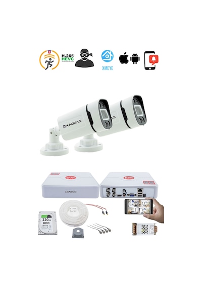 2 Kameralı Set - Gece Renkli 5mp Sony Seculensli Kdj-2s-4w-p