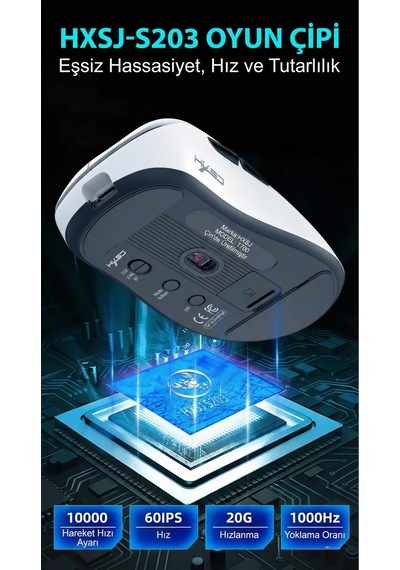 T700 Makrolu Kablosuz Oyuncu Mouse- 3 Modlu Kullanım-500 Mah Batarya Diğer