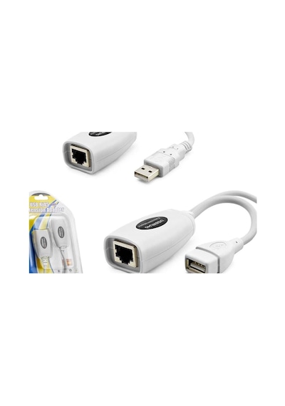 Usb Rj45 Kablolu Uzatıcı Seti 60 M - Beyaz Hdx5064 Evimdeyokyok
