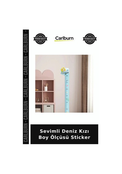Carlburn Sevimli Deniz Kızı Boy Ölçüsü Sticker Odalar İçin Eğitici Dekor Çocuk Odası Süsü