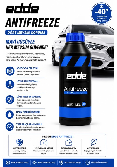 Edde Araba Araç Oto Antifriz Mavi 1.5 L Dört Mevsim