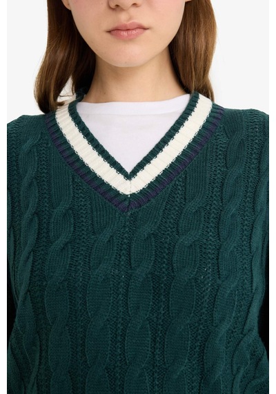 Defacto Coool Regular Fit V Yaka Kazak C7321ax25wngn744 Yeşil