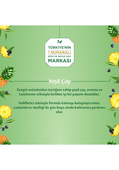 Doğadan Ananas Açaili Yeşil Süzen Poşet Çay 20'li