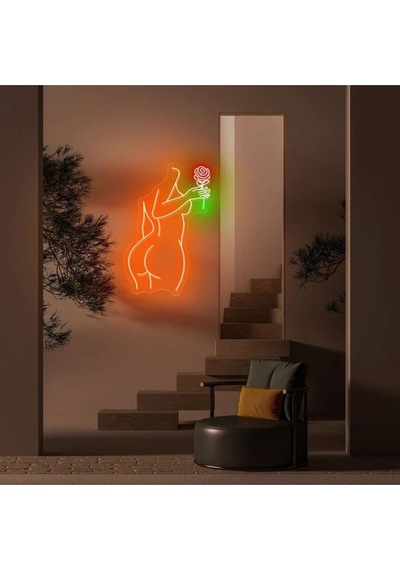 Kadın Figürlü Neon Tabela Turuncu