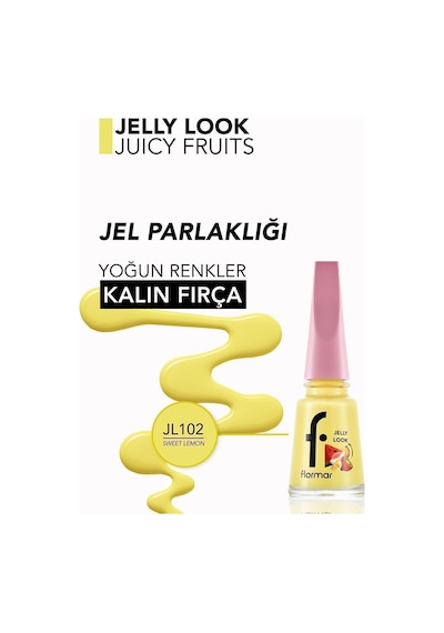 Flormar Juicy Fruits Jelly Look Yüksek Pigmentli & Parlak Bitişli Jel Görünümlü Oje Jl102 Sweet Lemon