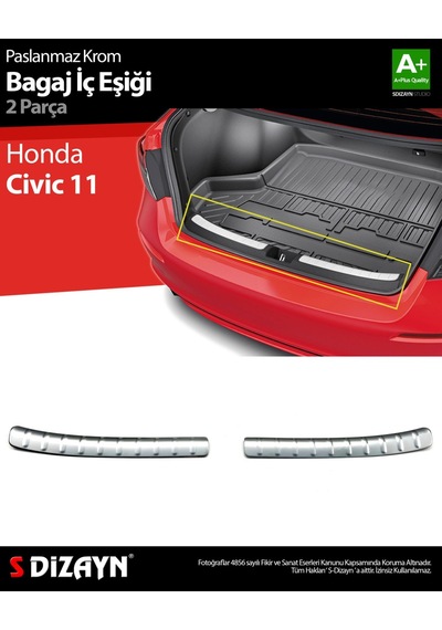 S-dizayn Honda Civic 11 Krom Bagaj İç Eşiği 2 Parça 2021 Üzeri