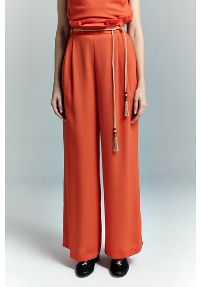 Kemer Detaylı Pantolon - Oranj-137256 Oranj
