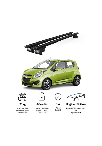 Venüs Chevrolet Spark 2010-2015 Uyumlu Siyah Ara Atkı Port Bagaj Tavan Barı