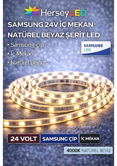 Samsung Şerit Led 24v 2835/60 Ledli 4000k İç Mekan Ip20 5 Metre/ Paket
