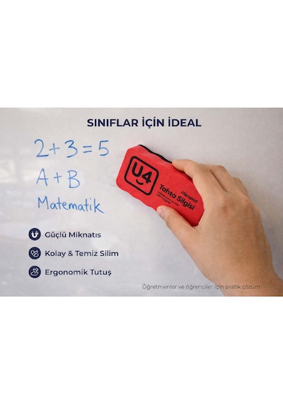 Renkli Eva Sünger Mıknatıslı Tahta Silgisi Ebat: 10,5 Cm X 5,6 Cm X 2 Cm 1 Adet Yeşil