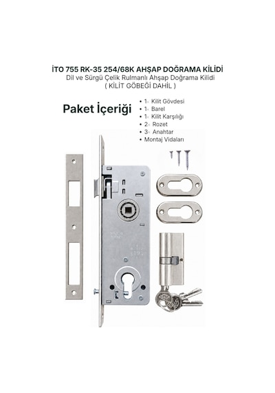 İto Ahşap-demir Kapı Kilitleri, 755/rk35 Silindirli, Barelli
