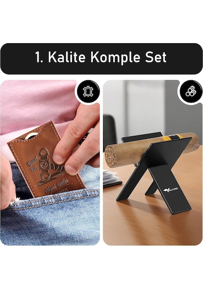 Valkyrie Premium Puro Aksesuar Seti Puro Makası V Kesim Delik Açıcı Puro Tutucu Kılıflı Komple Set