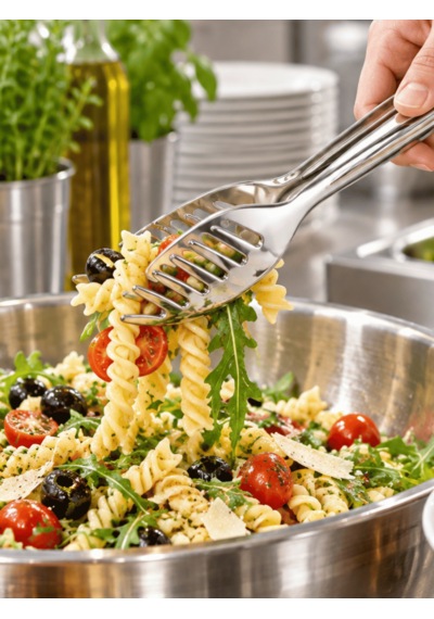 Beylini Paslanmaz Çelik Makarna Maşası 22 Cm Salata Servis Maşası Metal Spagetti Mutfak Maşası