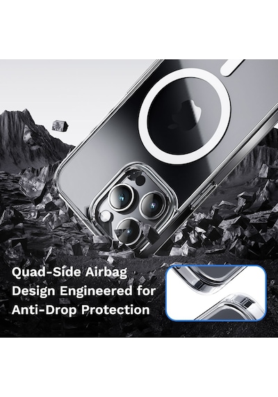 Rock Space Apple Uyumlu iPhone 15 Promax Kılıf Magsafe Kristal - Şeffaf Şeffaf