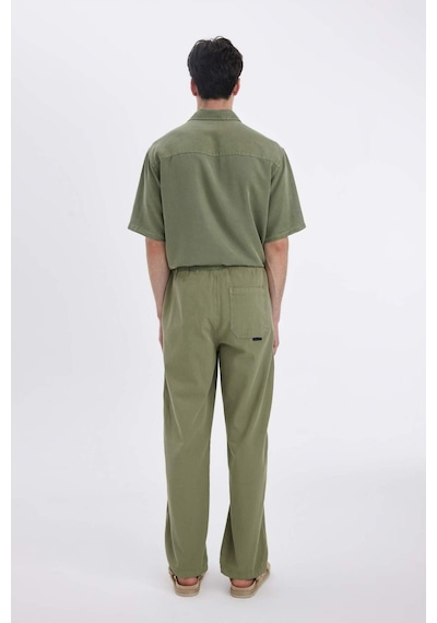 Defacto Bol Rahat Kesim Wide Leg Yazlık Keten Pantolon C2727AX25SP Haki