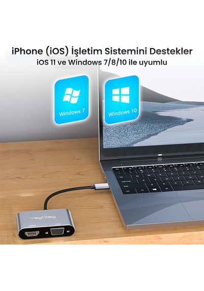 Usb-a To 4k 30hz Hdmı Ve 1080p 60hz Vga Görüntü Çevirici Kablo Çok Renkli