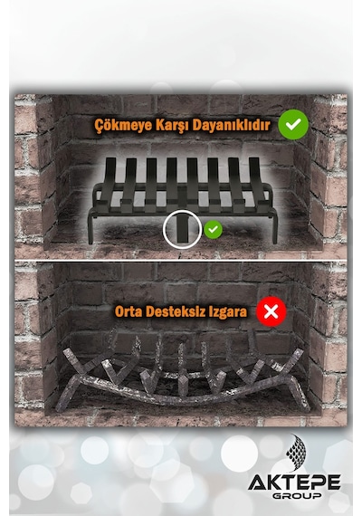 60 Cm X 32 Cm 10 Çubuklu Ekstra Şömine Izgarası Dar Gözlü Izgara