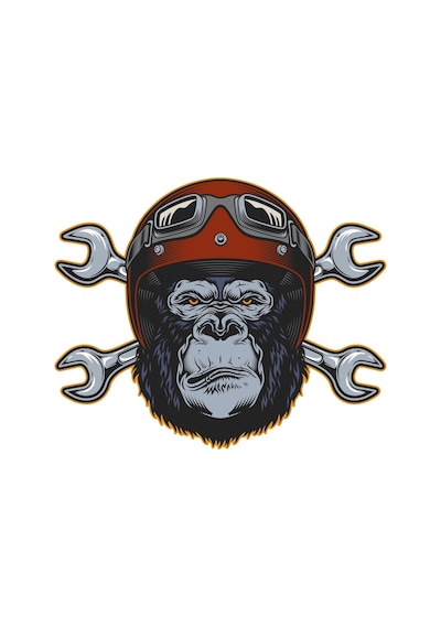 Motorcu Goril Motosiklet Tamirci Sticker 01850