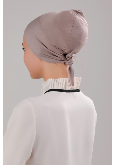 Melodi Scarf Tesettür Geçmeli Bağcıklı Viskon Likralı Bone Vizon Vizon