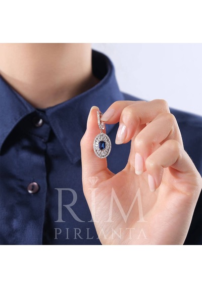 3.25 Karat Laboratuvar Pırlanta Safir Küpe - Hrd Sertifikalı