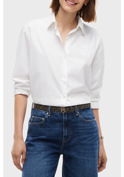 Tommy Hilfiger Logolu Deri Kemer Kadın Kemer Aw0aw19294 Bds Siyah