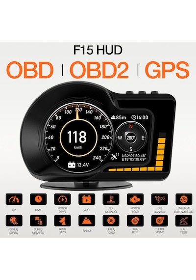 F15 HUD OBD OBD2 Dijital Kilometre RPM Su Sıcaklığı Basınç Hararet Araç Veri Ekranı Head Up Display F15 HUD OBD OBD2 Dijital Kilometre RPM Su Sıcaklığı Basınç Hararet Araç Veri Ekranı Head Up Display