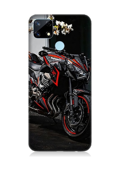 Realme C17 Uyumlu Siyah Motosiklet Desenli Silikon Kılıf