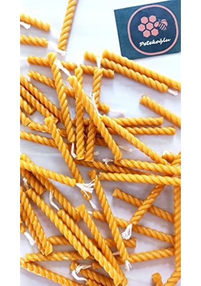 Petekoğlu%100 Doğal Sarı Balmumu Küçük Doğum Günü Ve Pasta Mumu 12'li 6.5 Cm El Yapımı Enerji Sınıfı A 10c